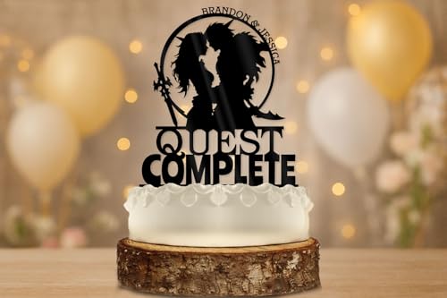 Gamer Wedding Cake Topper DD Level Complete Unique Nerd Decor