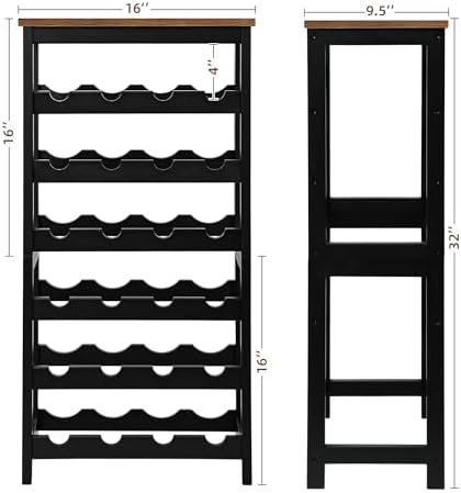 VASMIA 6-Tier Bamboo Wine Rack 24-Bottle Freestanding Storage Shelf