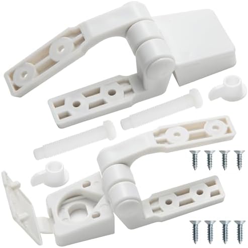 Toilet Seat Hinge with Plastic Bolts Kit - White Pair