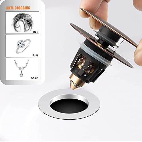 Artiwell Universal Bathroom Sink Drain Stopper with Hair Catcher