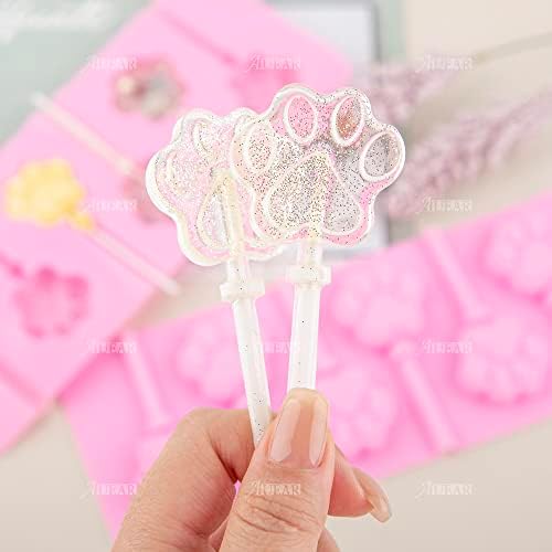 AUEAR 2 Pack Paw Silicone Lollipop Molds with Sticks 1
