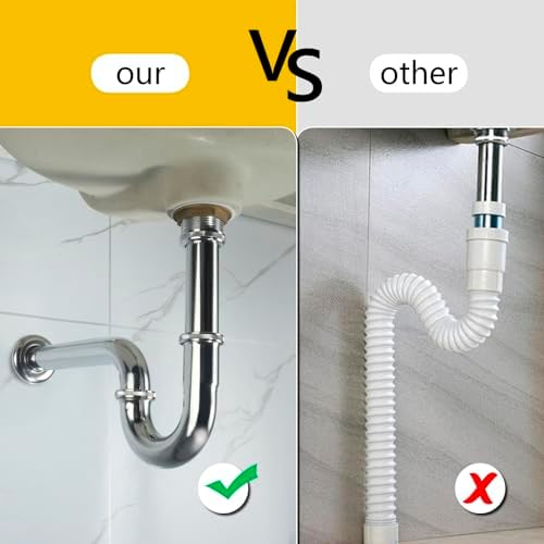 AMeoMerk Chrome P-Trap Sink Stopper Drain Kit