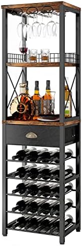Homeiju Freestanding 4-Tier Wine Rack with Drawer and Tabletop