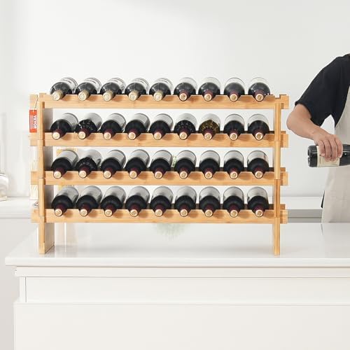 VEVOR 36-Bottle Freestanding Bamboo Wine Rack