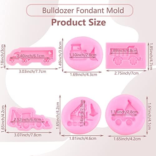 MIYAHOUSE Construction Vehicle Fondant Molds Set Of 6