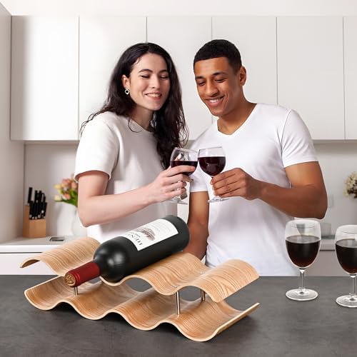 TRUDING 7 Bottle Freestanding Wine Rack with 2 Tiers