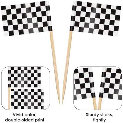 AhfuLife 100 Pcs Checkered Racing Flags Toothpick