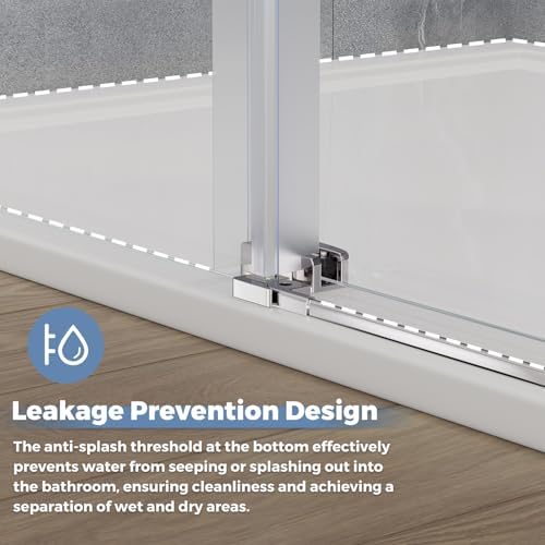 DELAVIN Frameless Shower Door 56-59 x 75