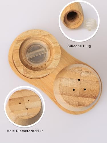 ZTHapwa Bamboo Salt Pepper Shaker Set of 2