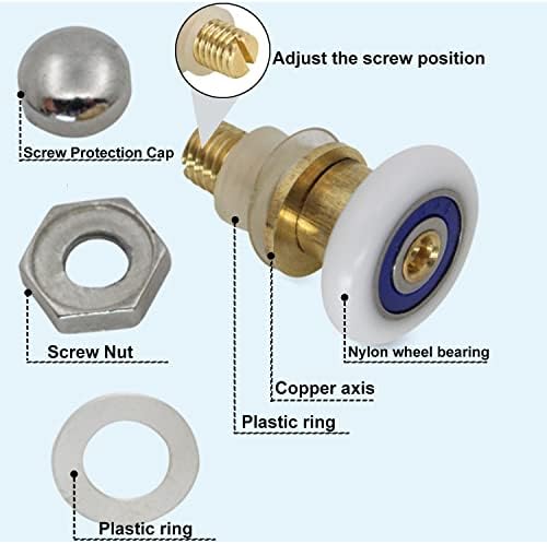 4PCS Shower Door Rollers 23mm Diameter for Glass Sliding Doors