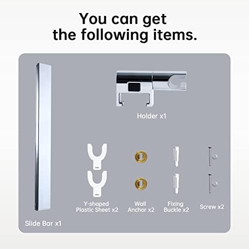 G-Promise Adjustable Shower Slide Bar with Strong Adhesive Chrome Mount