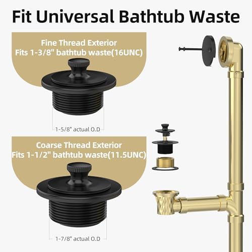 Matte Black Bathtub Drain with Hair Catcher and Overflow Faceplate