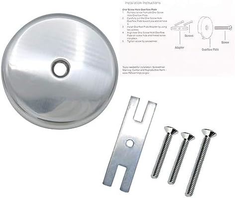 Chrome Bathtub Drain Overflow Cover with Adapter and Screws