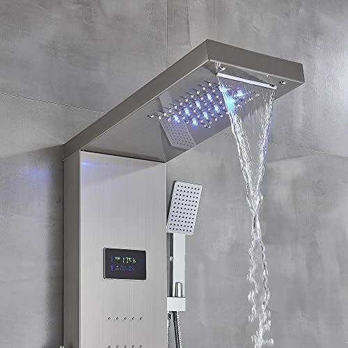 Gougeltd LED Light Shower Panel with Massager Jets
