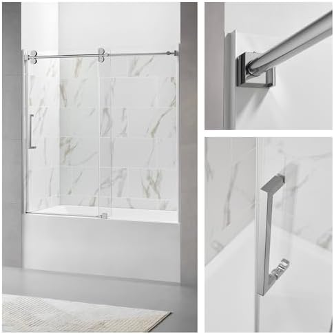 ChicFurnit Frameless Shower Door 56-60 W x 60 H