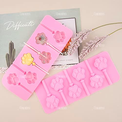 AUEAR 2 Pack Paw Silicone Lollipop Molds with Sticks 1