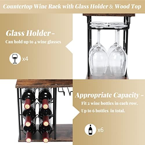MOOACE Freestanding Wine Rack with Glass Holder