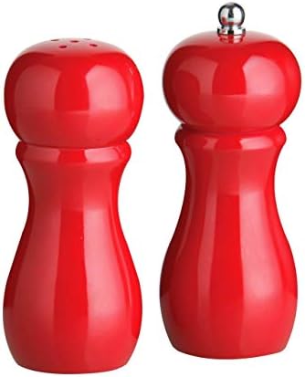 Premier Housewares Salt Shaker and Pepper Mill Set - Red Shiny Finish