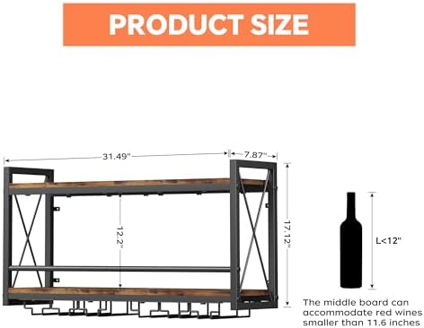 Homeiju Wall Mounted Wine Rack Glass Holder