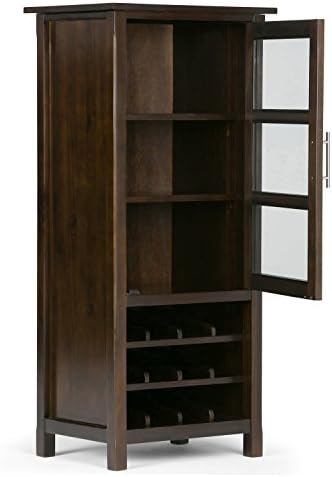 SIMPLIHOME Avalon 12-Bottle Wood Wine Rack Cabinet in Dark Tobacco Brown