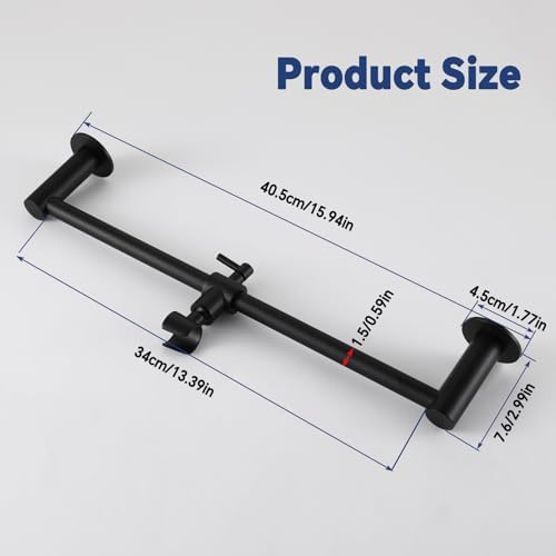 YDmeet Adjustable Shower Slide Bar with 360 Rotation - Black