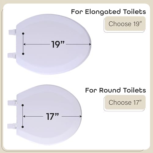 Elongated Wood Toilet Seat White - 19 Inch - Easy to Install