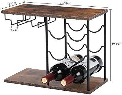 MOOACE Freestanding Wine Rack with Glass Holder