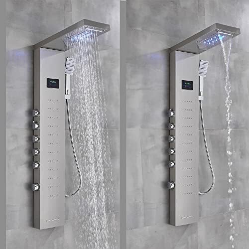 Gougeltd LED Light Shower Panel with Massager Jets