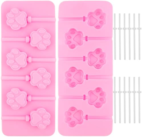 AUEAR 2 Pack Paw Silicone Lollipop Molds with Sticks 1