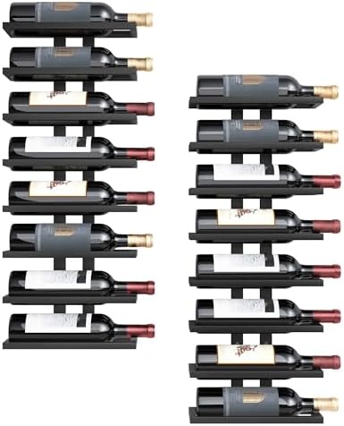 Hoctieon 2-Set 8 Tier Wall Wine Rack 16 Tiers Black