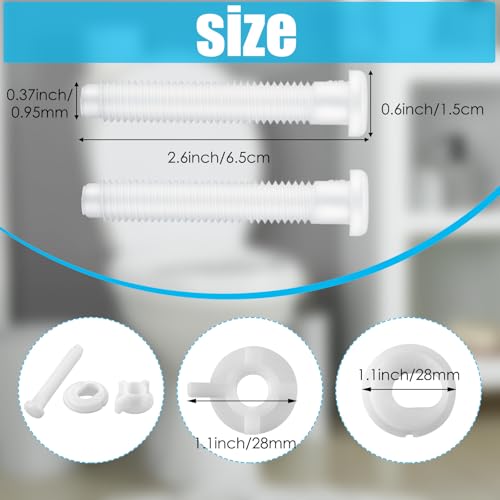 Jetec 16-Piece Toilet Seat Screws Replacement Kit - White