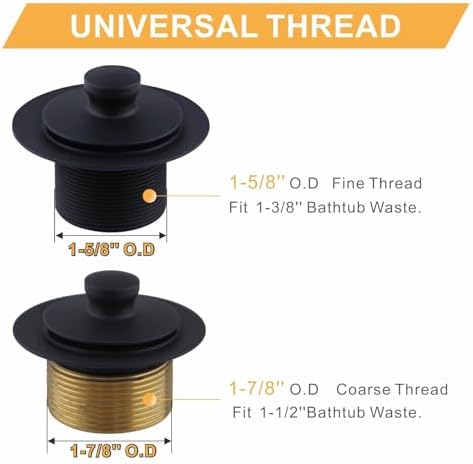 WELLUP Matte Black Tub Drain Conversion Kit with Overflow Faceplate
