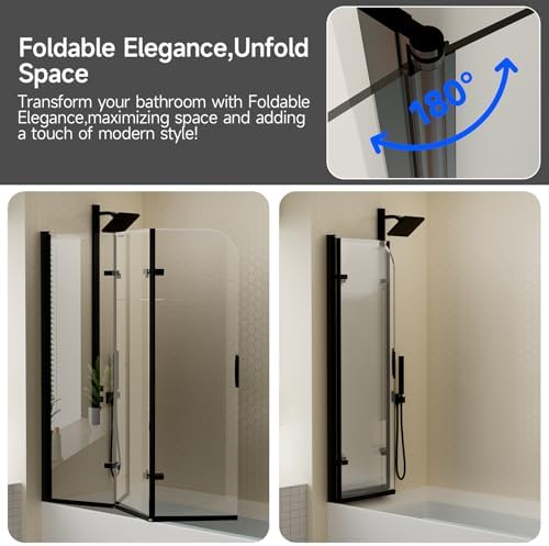 Klajowp Bathtub Shower Door 51x59 Clear Tempered Glass