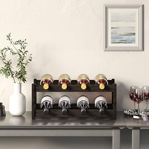 Bameos 2 Tier Bamboo Wine Rack 8 Bottle Mocha