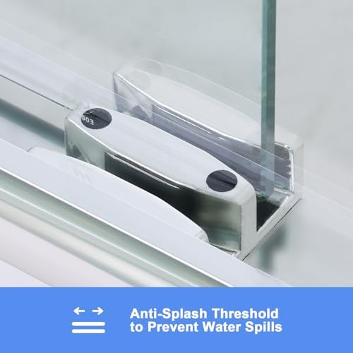 BoBliss Double Sliding Shower Door 59x59 with Chrome Handle and Towel Bar
