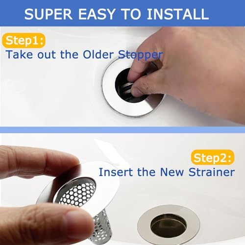 Anteecana 3PCS Stainless Steel Drain Strainer for Bathroom Sinks