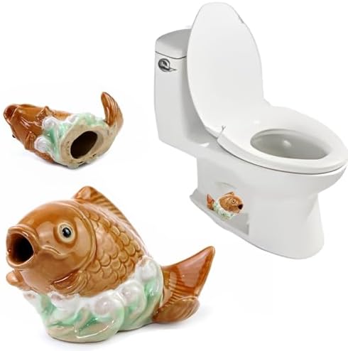 Toilet Bolt Caps with Resin Miniature Carp Fish Figurines