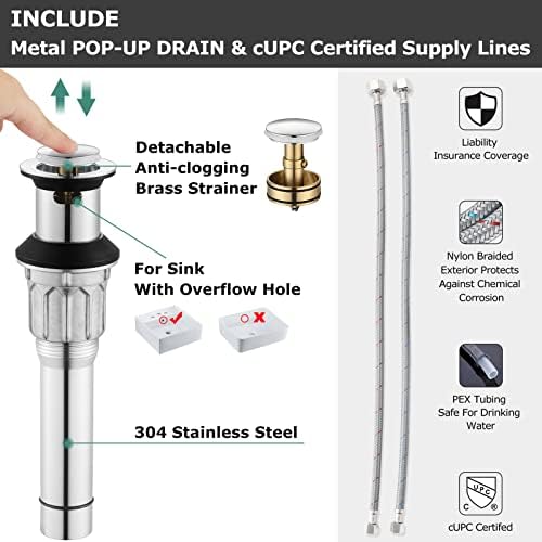 PARLOS Single Handle Chrome Bathroom Faucet with Drain Assembly