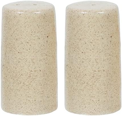 WHOLELIFEOBJECTS Salt Pepper Shaker Set - Modern Ceramic Holder Brown Mat