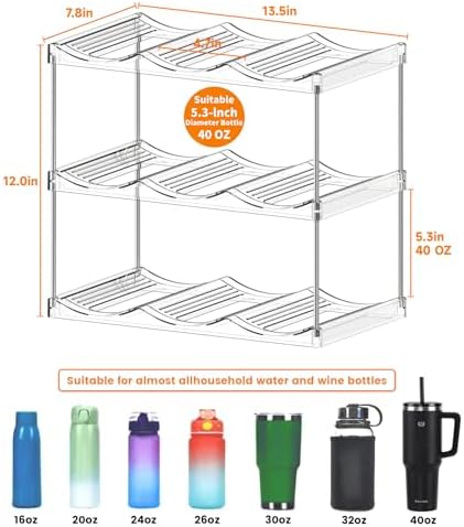 SuoXing Stackable Water Bottle Organizer 3 Pack