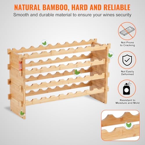 VEVOR 36-Bottle Freestanding Bamboo Wine Rack