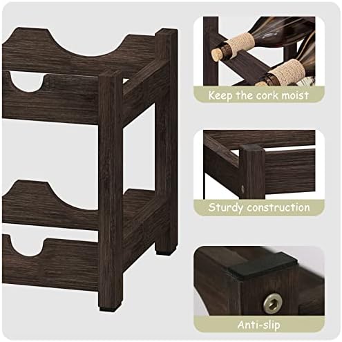 Bameos 2 Tier Bamboo Wine Rack 8 Bottle Mocha