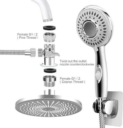 JIEYUMJ Shower Head Set with 9 Adapters 79 Hose 4 Spray Modes