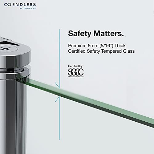 OVE Decors Frameless Pivot Shower Door Satin Nickel