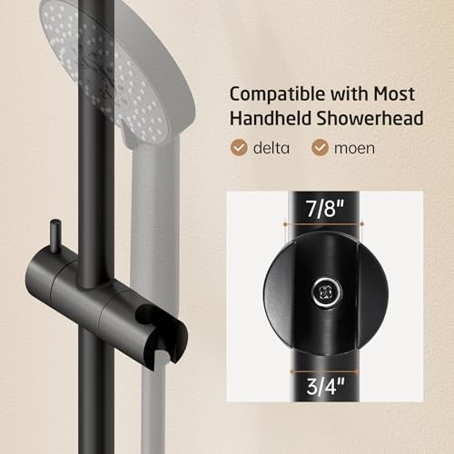 KES 30-Inch Matte Black Shower Slide Bar with Adjustable Holder
