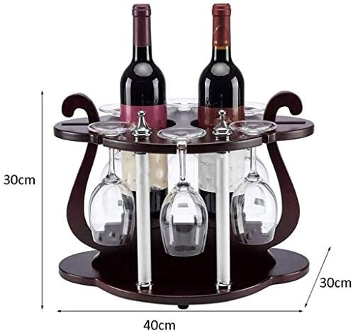 Wood Wine Holder for 2 Bottles and 6 Glasses