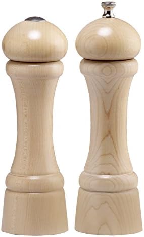 Chef Specialties 8 Inch Pepper Mill and Salt Shaker Set - Natural - USA Made