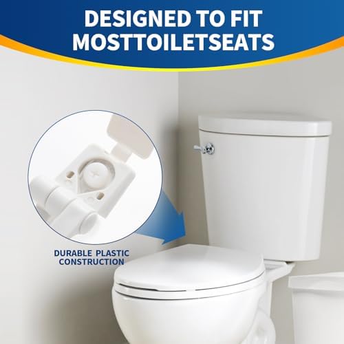 Toilet Seat Hinge with Plastic Bolts Kit - White Pair