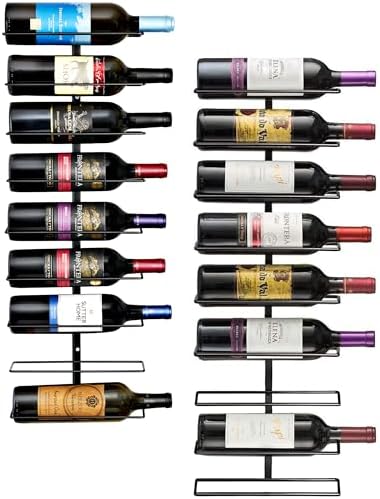 Sorbus Wall Mount Wine Rack - 18 Level Black Metal Holder
