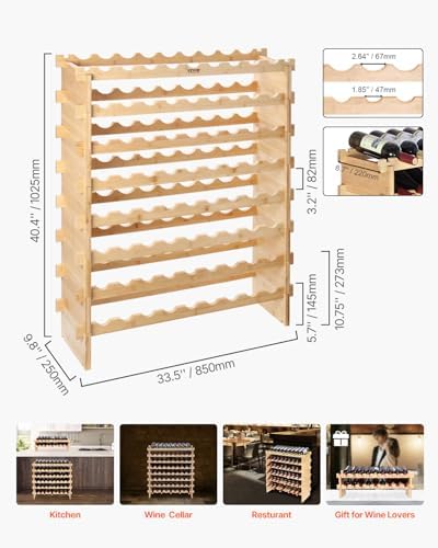 VEVOR 8-Tier Stackable Wine Rack for 72 Bottles